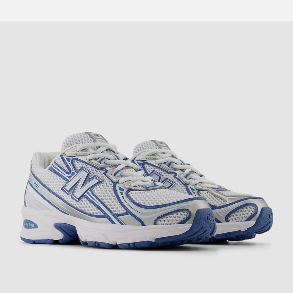 New Balance White and Blue Athletic Sneakers